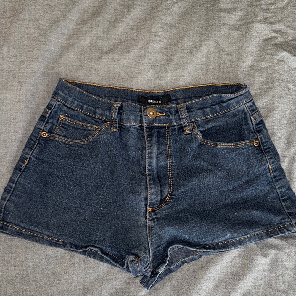 Forever 21 Blue Jean Shorts High-Waisted Cut-Off